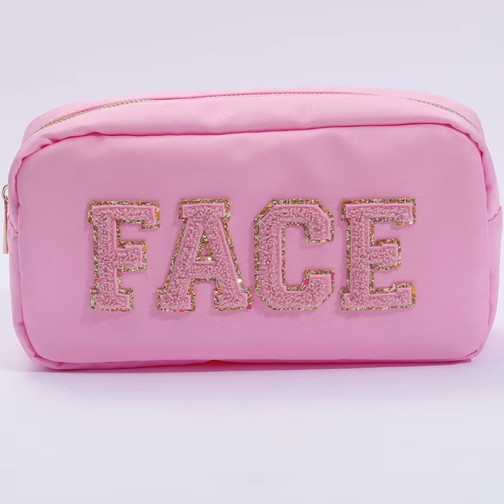 Pink Cosmetic Bag with Gold Accents 9X5